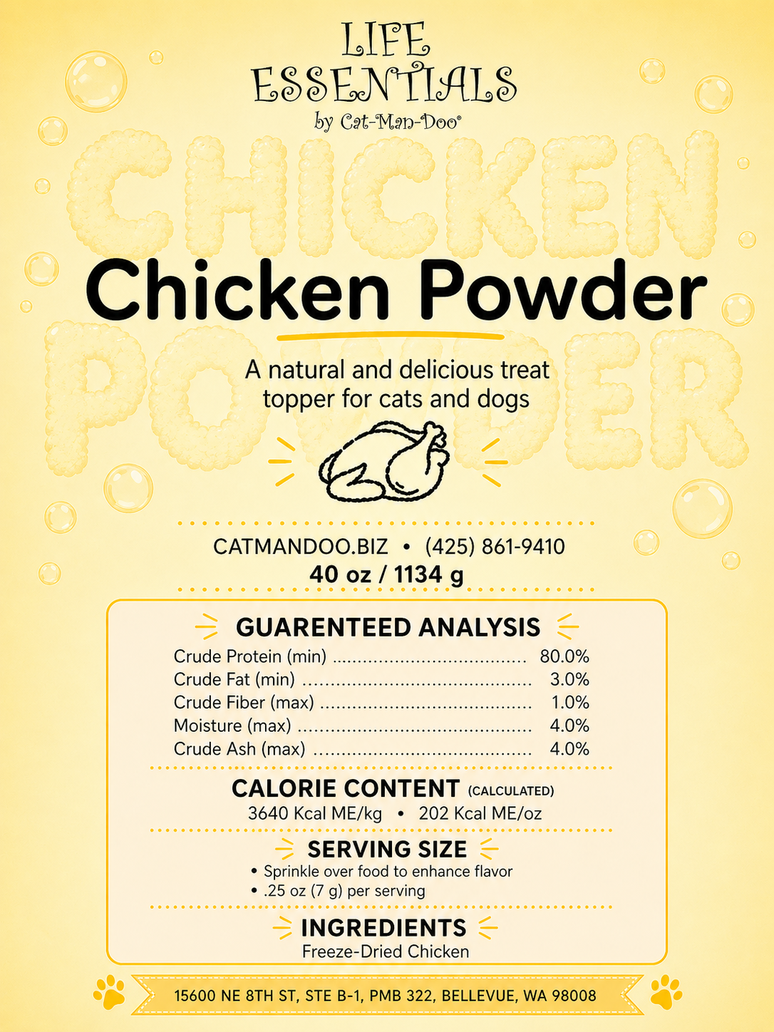Freeze Dried Chicken Powder 40 oz
